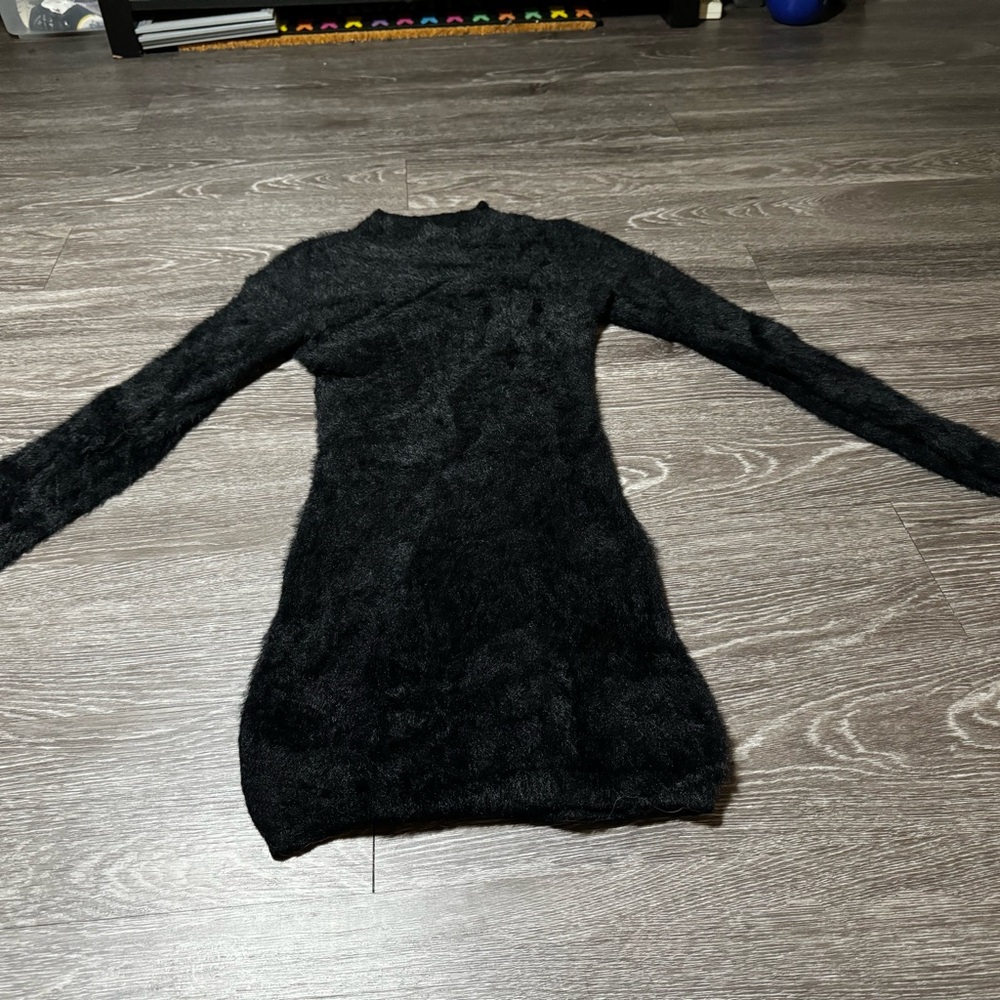 Fur long sleeve dress